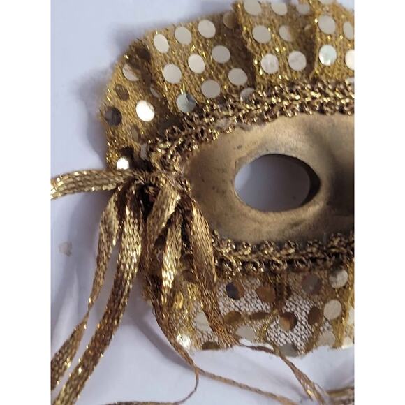 Vintage Golden Masquerade Mask with Bells and Sequins. - Picture 6 of 8
